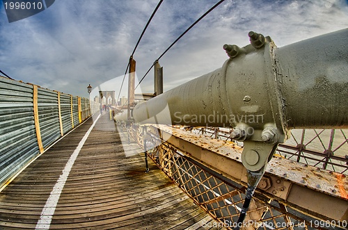 Image of Magnificient structure of Brooklyn Bridge - New York City