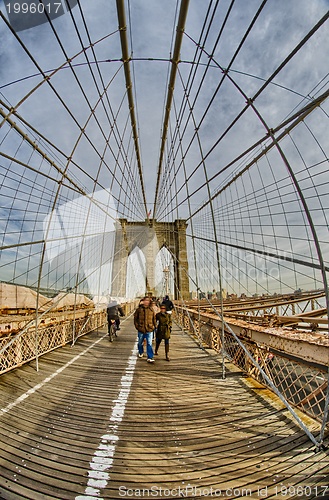 Image of Magnificient structure of Brooklyn Bridge - New York City