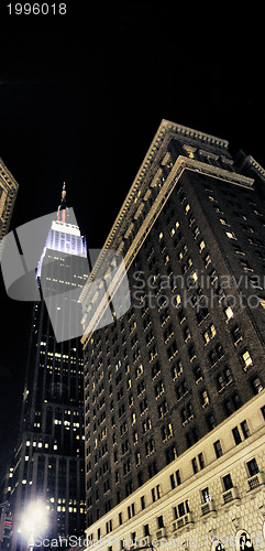 Image of Skyscrapers Exterior in New York City at Night