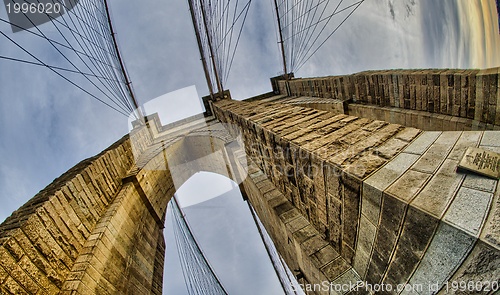 Image of Magnificient structure of Brooklyn Bridge - New York City