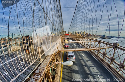 Image of Magnificient structure of Brooklyn Bridge - New York City