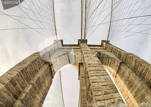 Image of Magnificient structure of Brooklyn Bridge - New York City