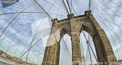 Image of Magnificient structure of Brooklyn Bridge - New York City