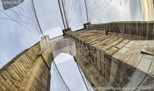 Image of Magnificient structure of Brooklyn Bridge - New York City