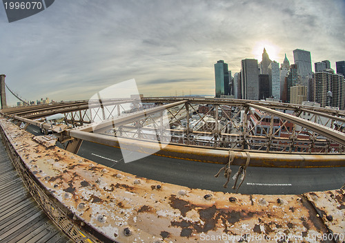 Image of Magnificient structure of Brooklyn Bridge - New York City