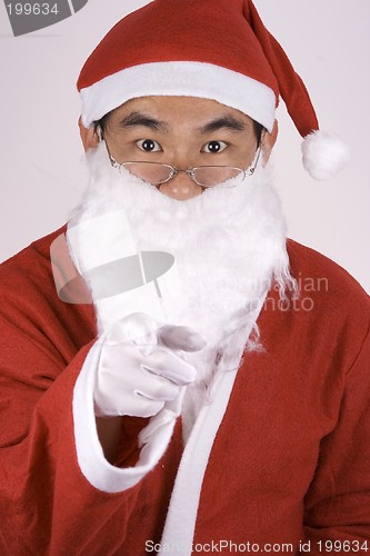 Image of Asian Santa Claus Pointing