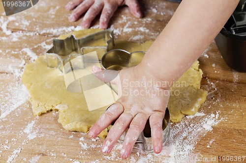 Image of small childrens hands with dough