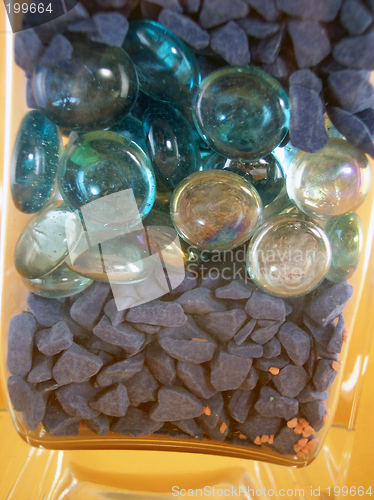 Image of pebbles and round shaped glass