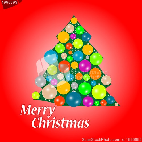 Image of Christmas tree with balls, new year concept