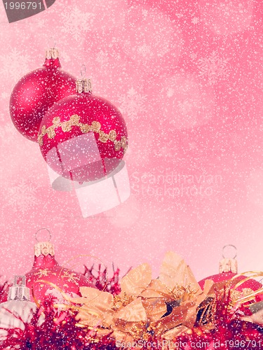 Image of red christmas balls background 