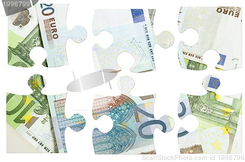 Image of  pieces of Euro banknotes puzzle