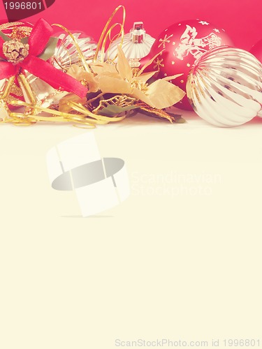 Image of red christmas balls background 
