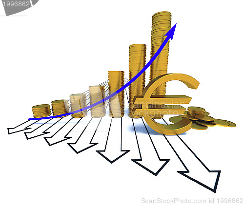 Image of Arrowed chart and euro