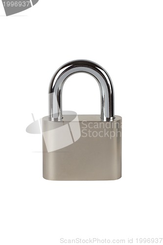 Image of Metal padlock on white background