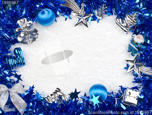 Image of Christmas blue and silver frame