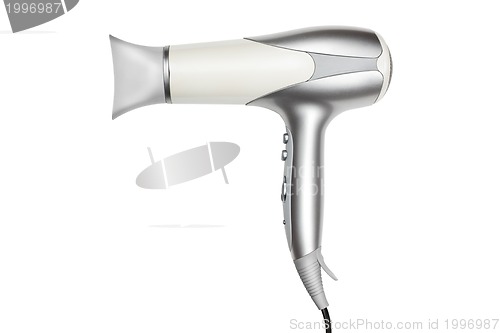 Image of Gray hairdryer isolated on white