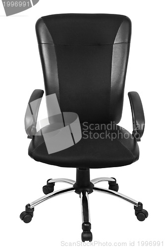 Image of The office chair from black leather. Isolated