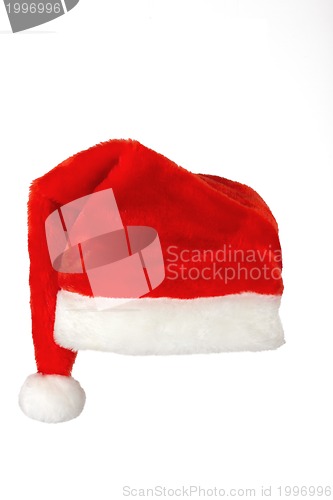 Image of Santa claus red hat on white background