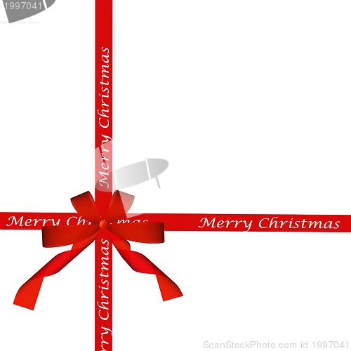 Image of red ribbon bow isolated on white. holiday background.