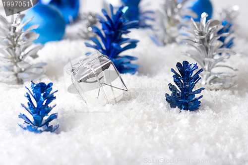 Image of Silver and Blue Christmas background