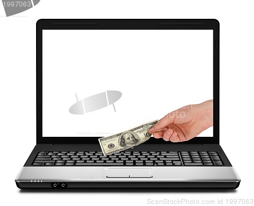 Image of Getting money from laptop monitor screen