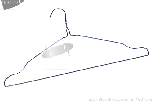 Image of hanger from chromed metal on white background