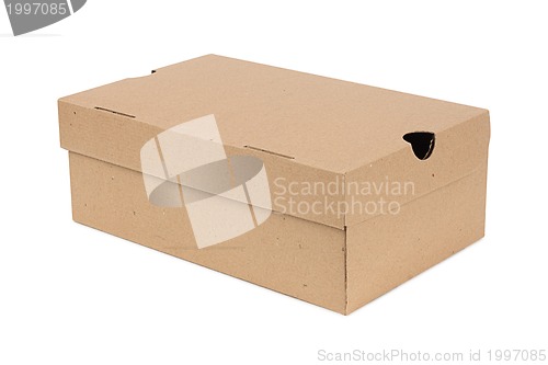 Image of Closed shipping cardboard box isolated on white + Clipping Path