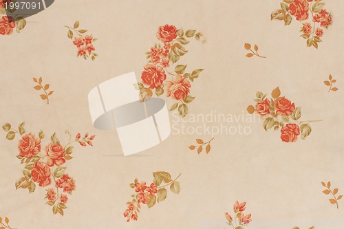 Image of Seamless Floral Pattern With Red Flowers On wall