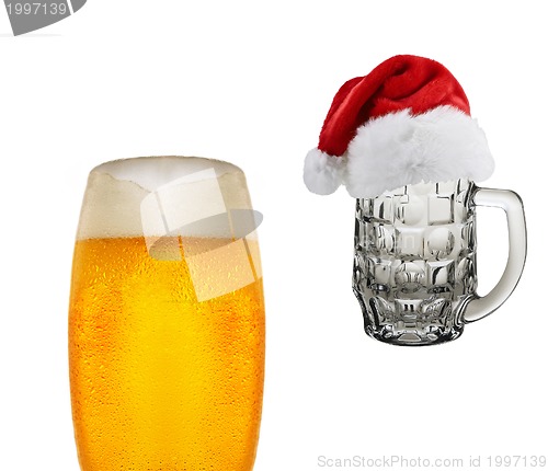 Image of beer in glass and Christmas beer