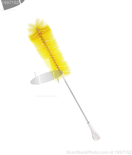 Image of Yellow cleaning brush on white background