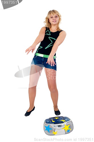 Image of Pretty blonde girl dancing