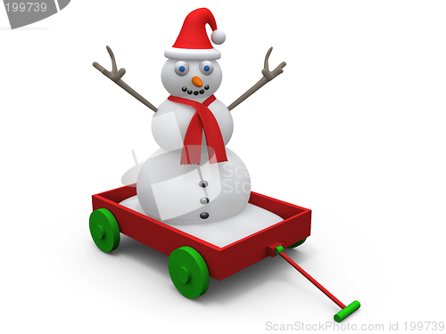 Image of Snowman On Cart