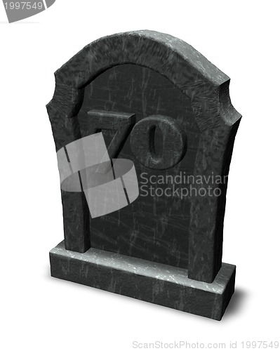 Image of number seventy on gravestone