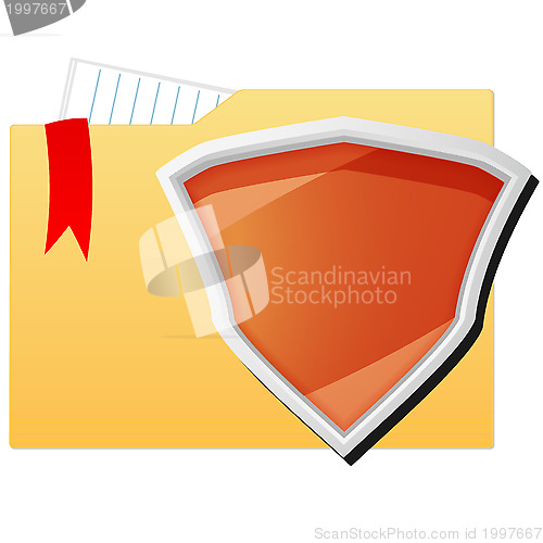 Image of File folder protected by orange shield 