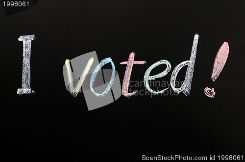 Image of I voted - written on a blackboard