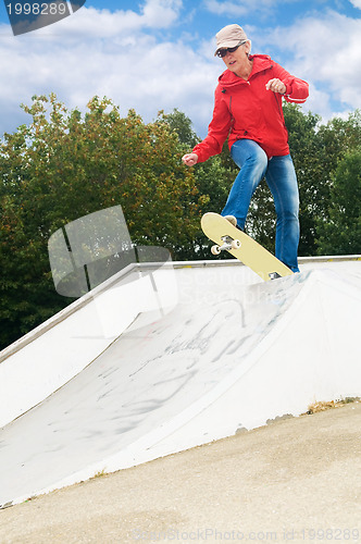 Image of Granny on a skateboard