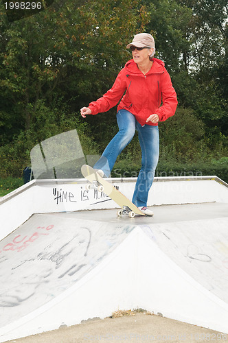 Image of Granny on a skateboard