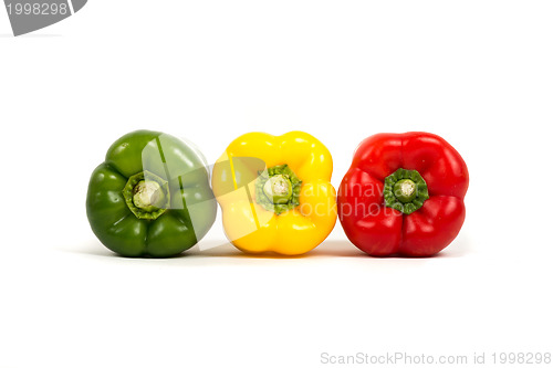 Image of Colored paprika's On White