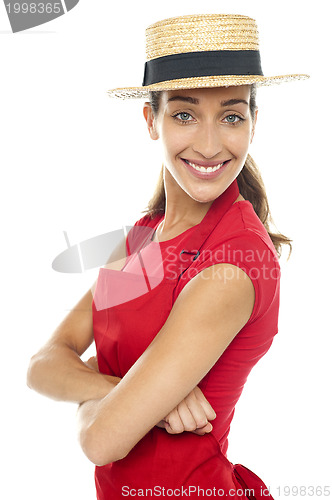 Image of Charming confident baker woman posing casually