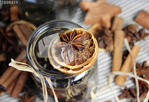 Image of Cinnamon sticks and dry orange