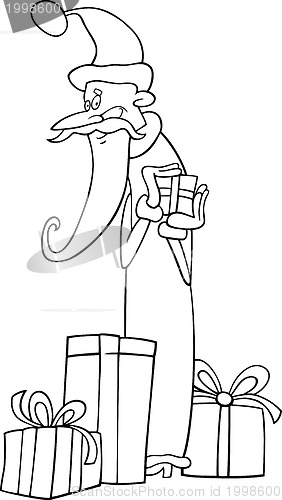 Image of santa claus cartoon for coloring book