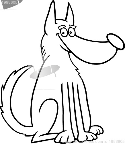 Image of mongrel dog cartoon for coloring