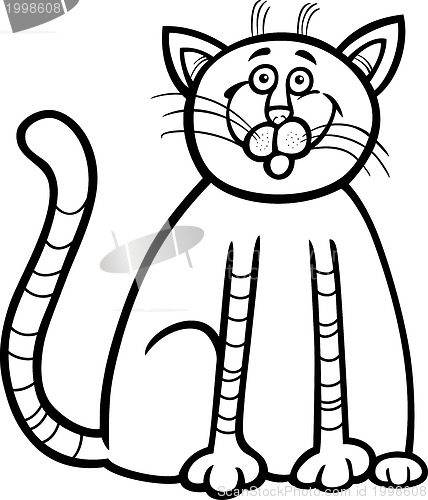 Image of happy cat cartoon for coloring book