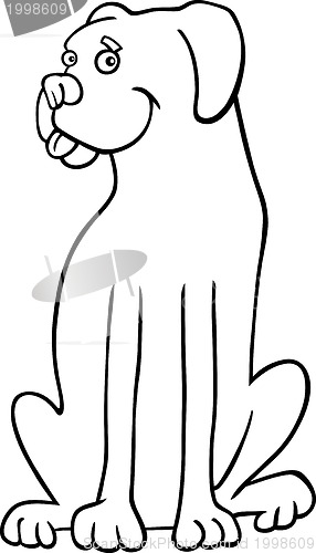 Image of boxer dog cartoon for coloring book