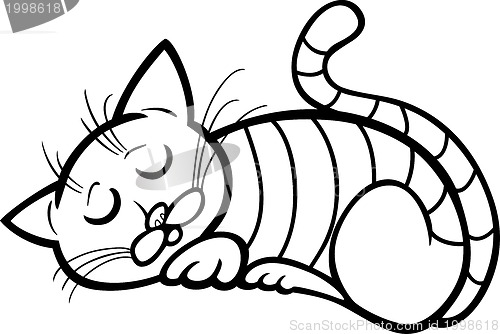 Image of sleeping cat cartoon for coloring