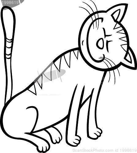 Image of happy cat cartoon for coloring book