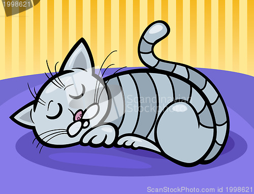 Image of sleeping cat cartoon illustration