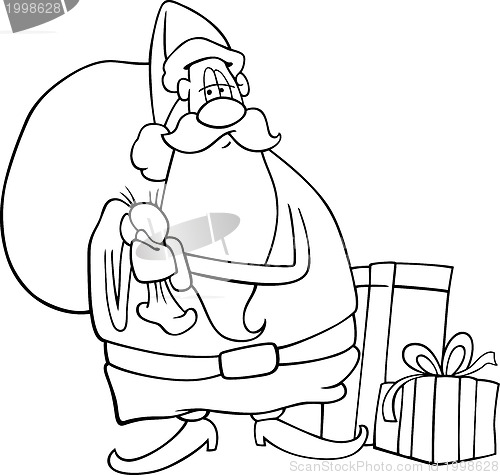 Image of santa claus cartoon for coloring book