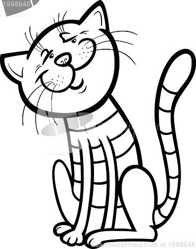 Image of happy cat cartoon for coloring book