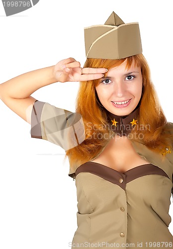 Image of beautiful woman in military uniform